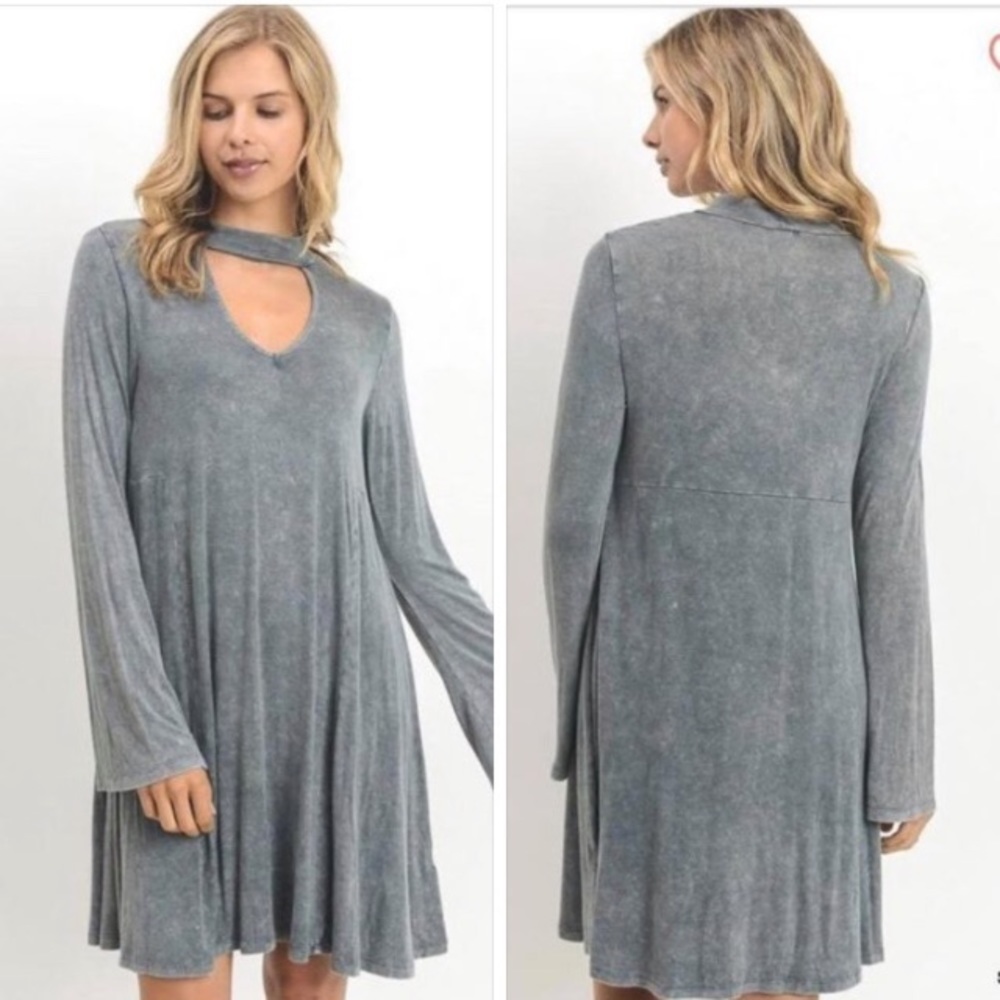 Gray Keyhole Dress